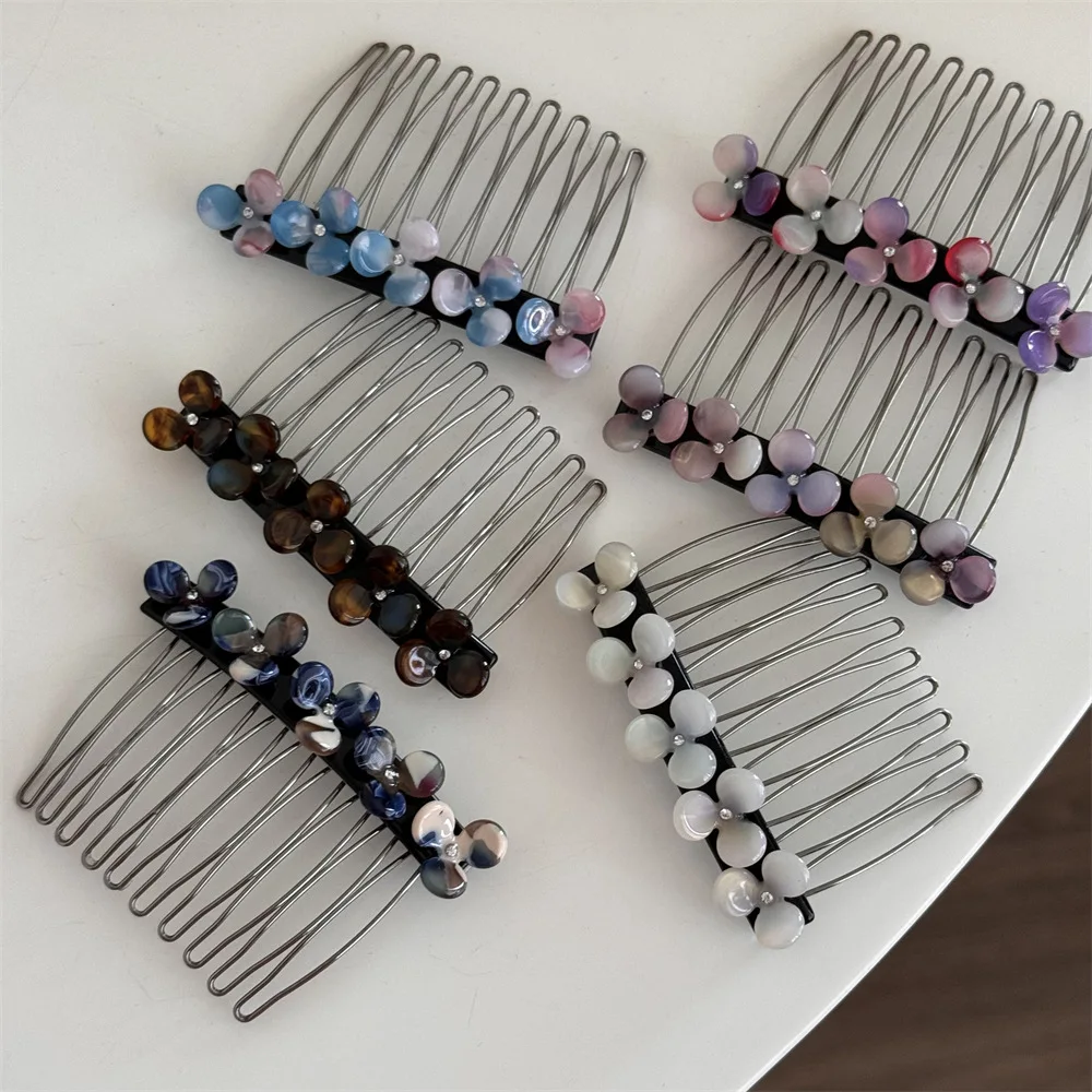 Korean Style Elegant Bun Inverted Hair Comb Flowers Barrettes New Bangs Broken Hair Finishing Updo Gadget Hair Accessories