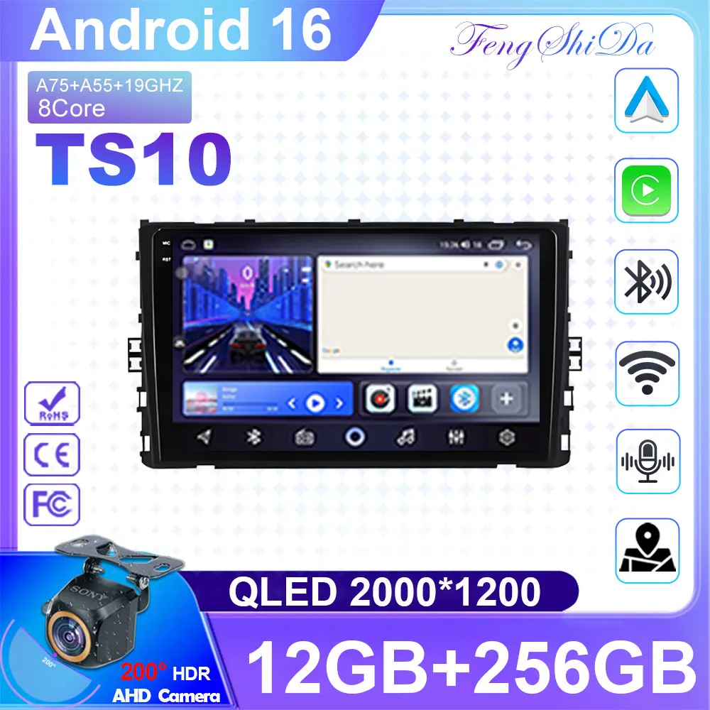 Radio Multimedia Android16 para Automóvil Volkswagen VW T-Cross MQB POLO Lavida Tharu Tayron T-ROC Bora Nirus Atlas Teramon 2018-2020