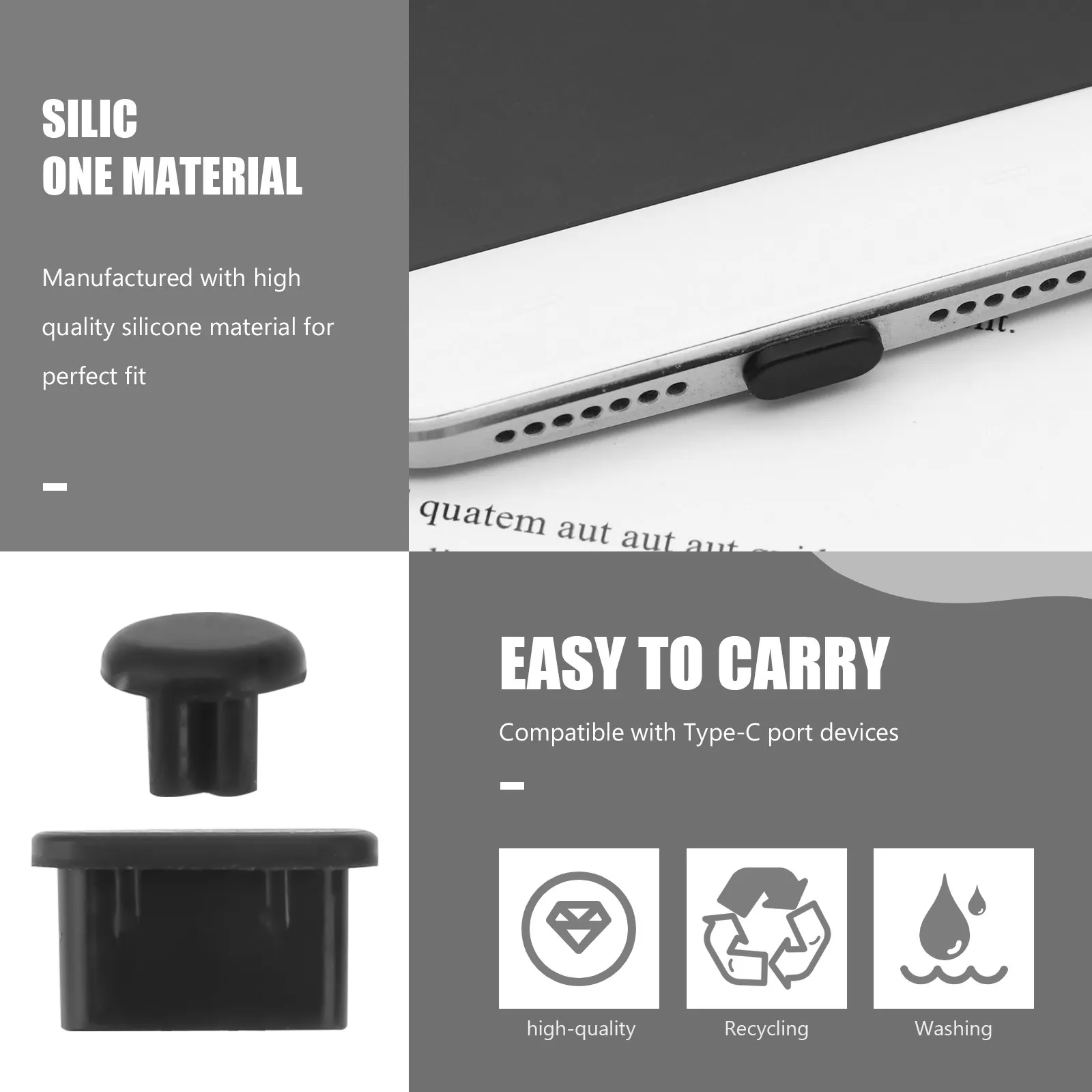 10Pairs Dustproof Earphone Jack Plugs Silicone Type C Port Plugs Set Phone Laptop Pc Anti Dust Cover Kit Protective Pin