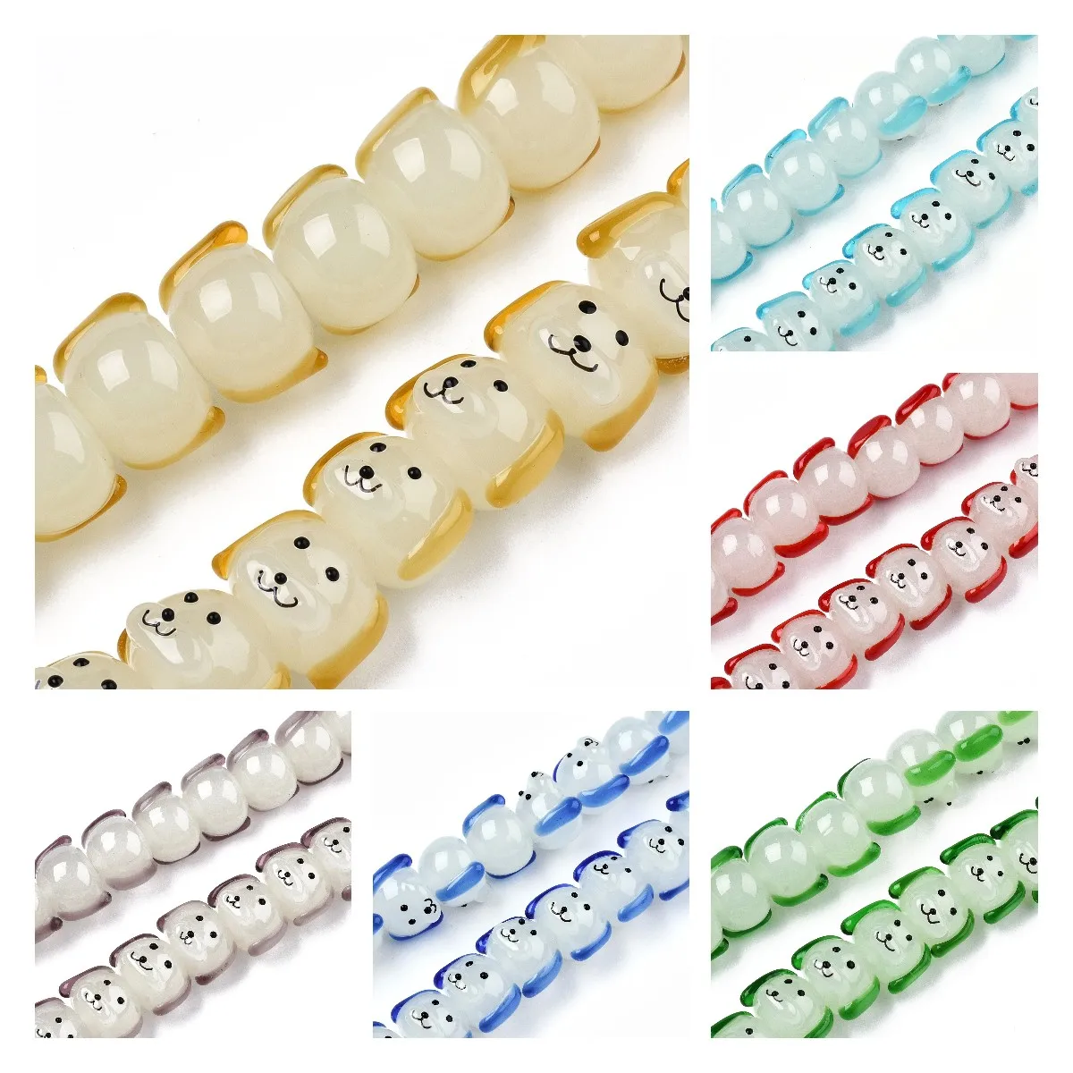 

40pcs Cute Cartoon Lampwork Animal Dog Loose Spacer Beads For DIY Necklace Bracelets Jewelry Making Findings