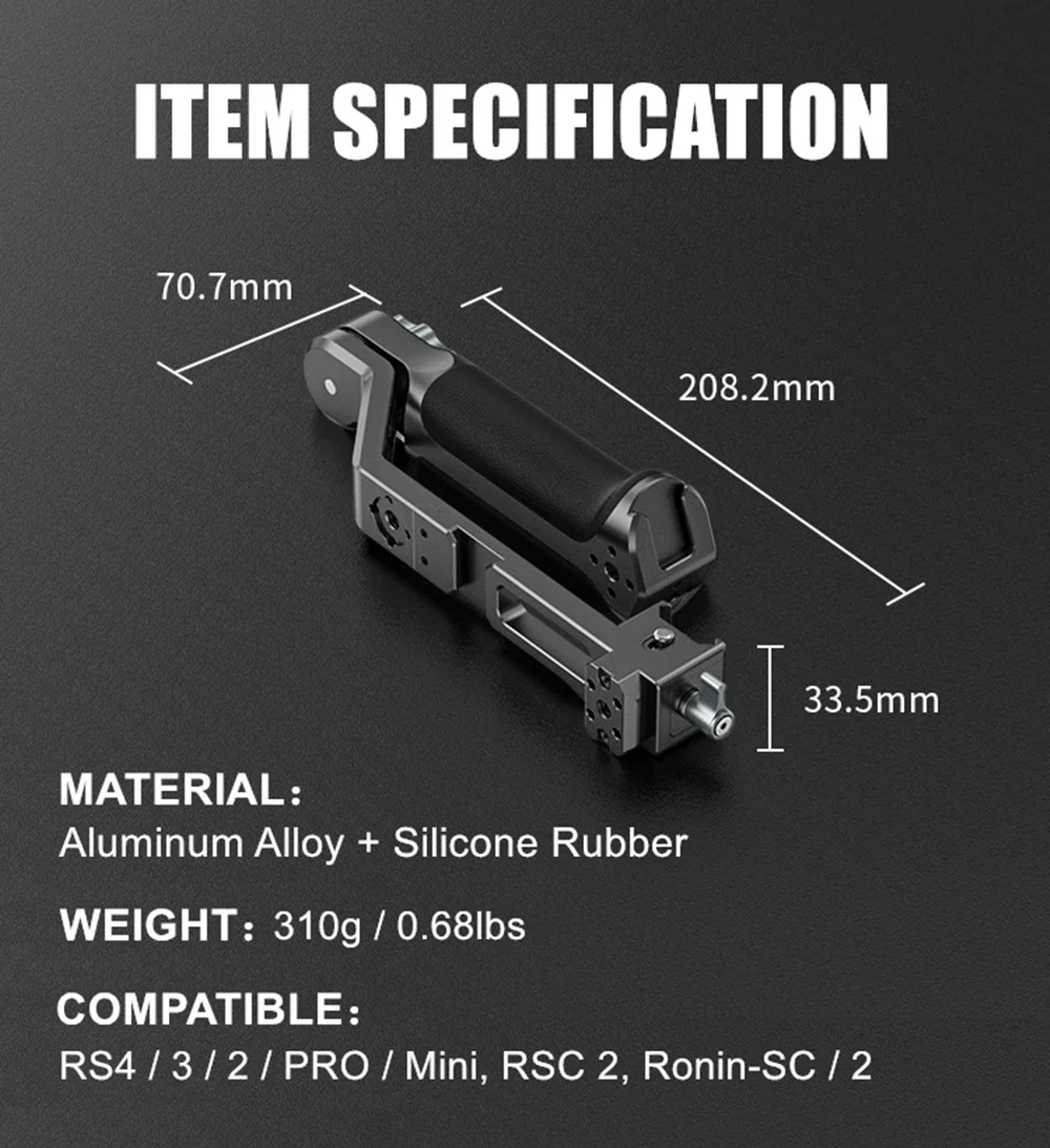 

RS 3/ RS 4/Mini/PRo Adjustable Handle Sling Handgrip for DJI RS2/RCS2 Gimbal Handheld Stabilizer,with NATO Clamp/Cold Shoe Mount