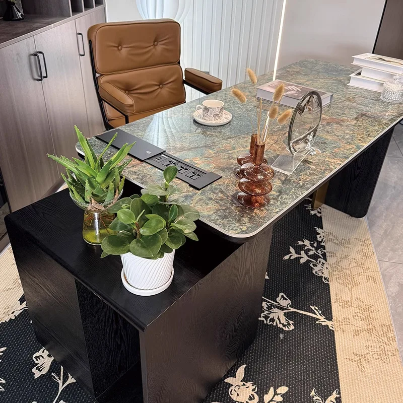 

Slate desk solid wood light luxury modern simple retro style high-end computer desk writing desk