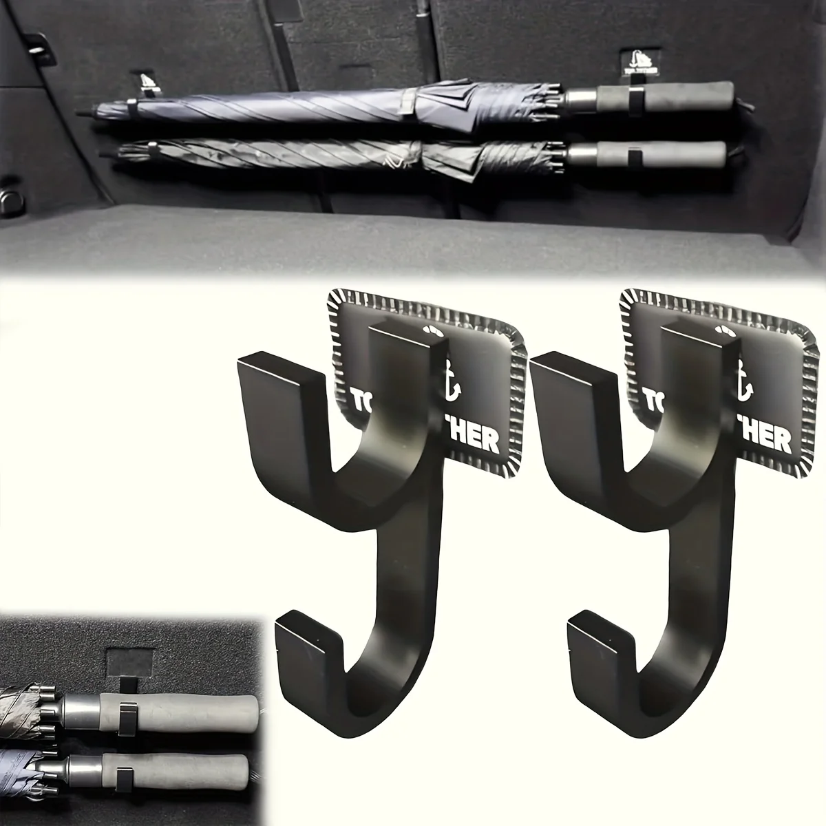 2pcs car umbrella hooks, universal trunk hooks, suitable for umbrellas, towels, fishing rods, and most car models