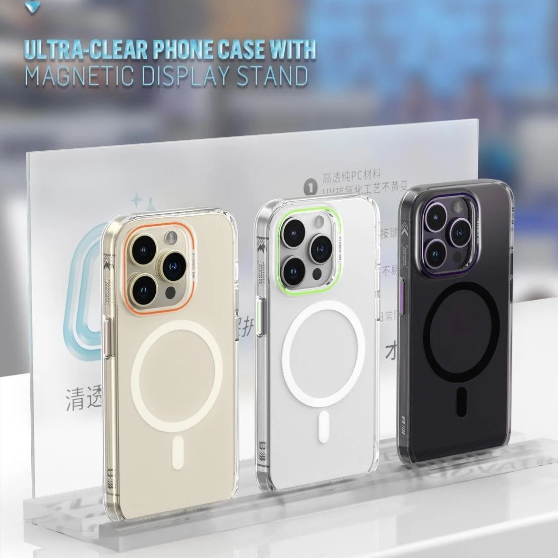 Blueo Ipone 15 Pro max Magnetic Full Package Protection iphone 14 Pro Anti Drop Transparent Phone Case