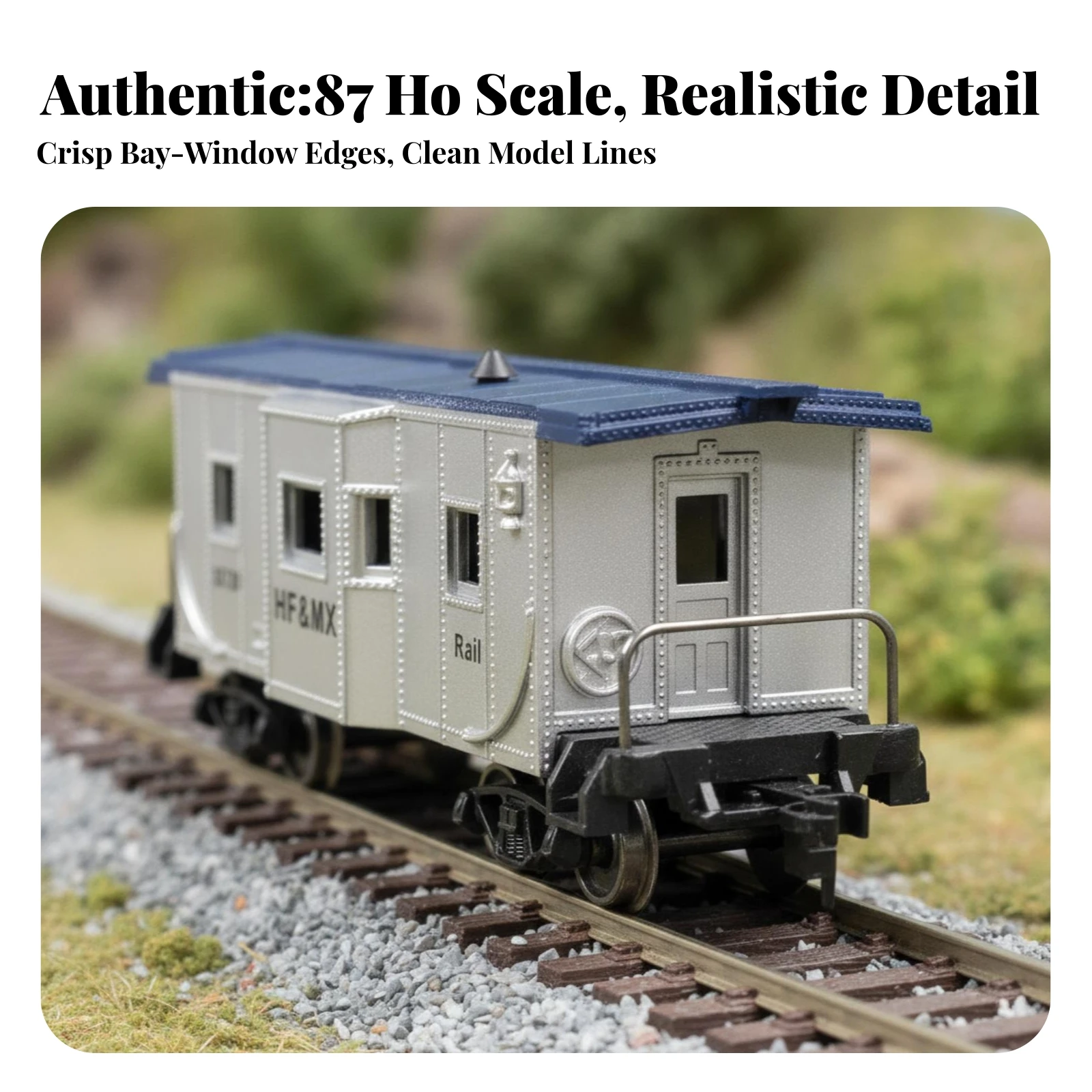 Bay-Window Caboose HO Scale Bay Window Caboose Railroad Car Highly Detailed Rolling Stock Hobby Grade for Collectors, Dioramas