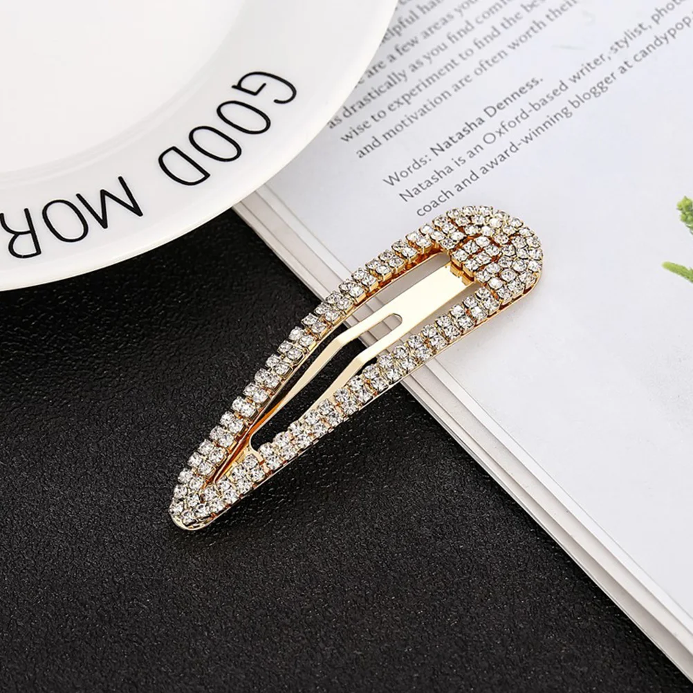 

4pcs Rhinestone Snap Hair Barrettes Sparkly Crystal Clips for Women Bridal Accessories Hairband Decorations Thin Thick Hair