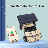 DIY Mini Solar Wireless Remote Control Car Toy Science Educational Toy Assembly RC Toys Wooden Car Vehicle Model For Kids