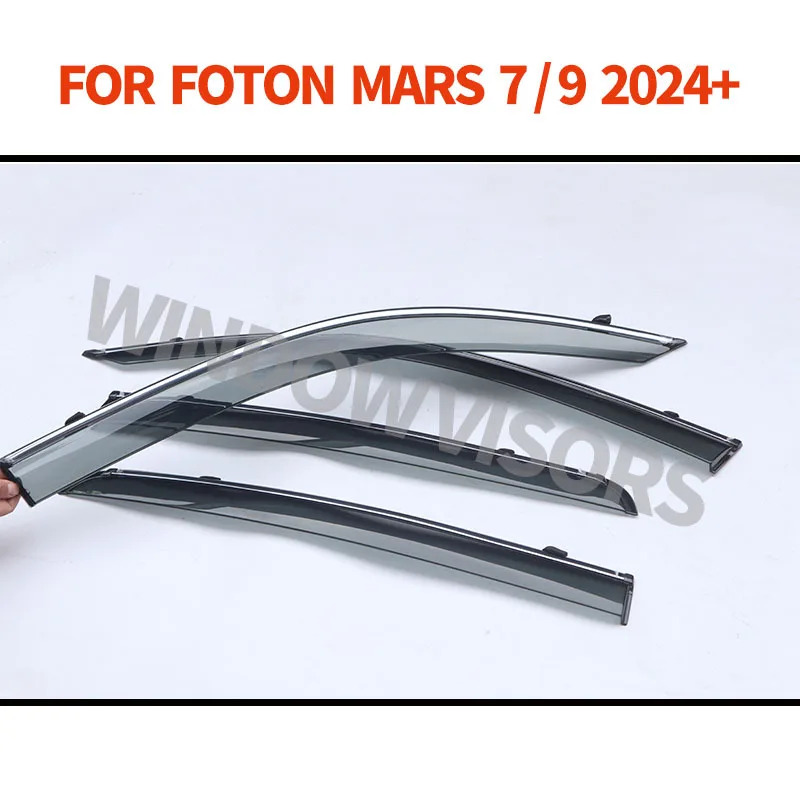 Fit For Foton Mars7 Mars9 7 9 2024+ Tunland V7 Tunland V9 Thickening Window Visor with Black & Sliver Color Chrome Weathershied