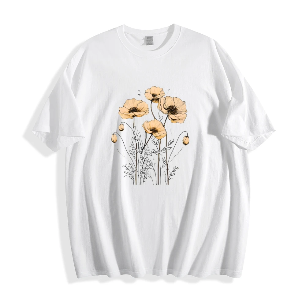 Florales Grafik-T-Shirt für Mädchen, Vintage-Retro, Y2K-Modestil, volle Baumwolle, atmungsaktiv, für Damen und Herren, Blumenliebhaber