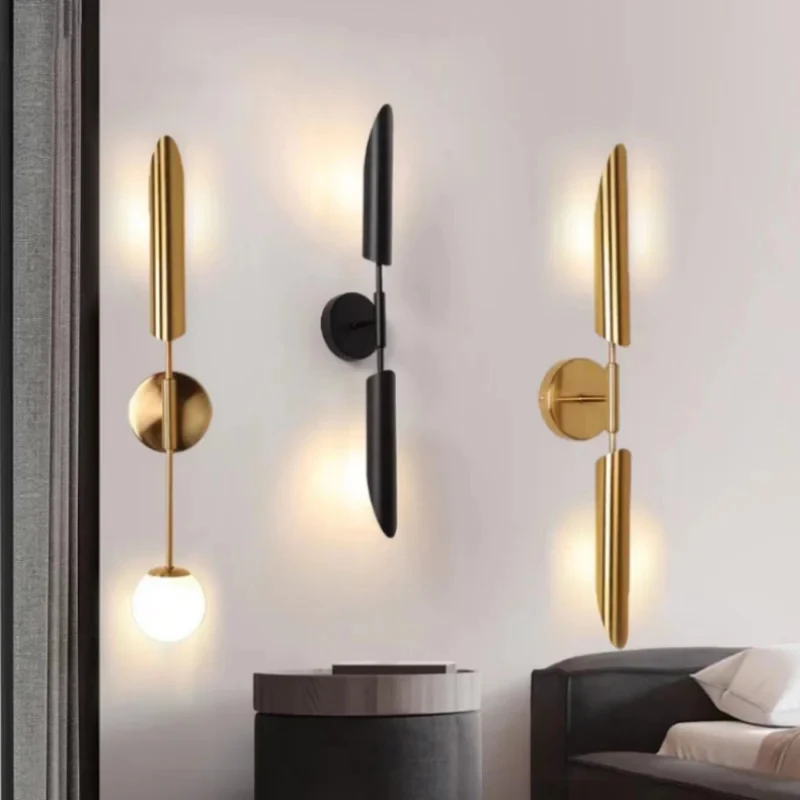 Minimalist Wall Sconce Black Vertical 2-Light Wall Lamp Modern Decorative Wall Light Fixture Bathroom Vanity Living Room