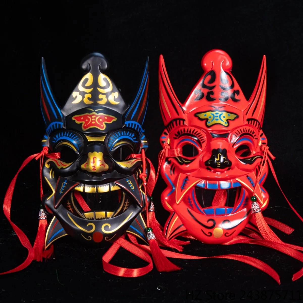 

New Handmade Painted Nuo Opera Mask COS Wood Carving ABS Guizhou Intangible Cultural Heritage Mask Full Face Chinese Style Prop