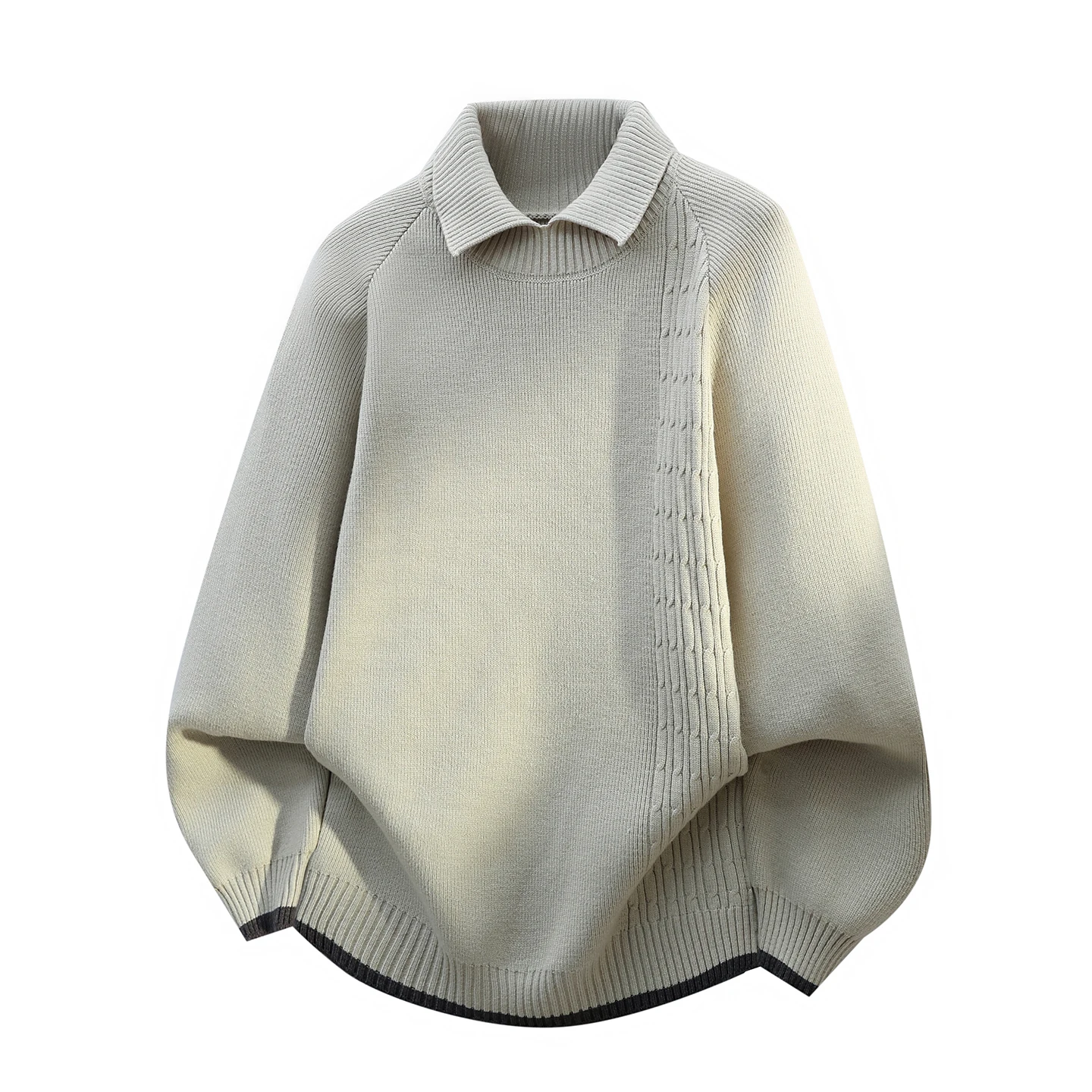 

Мужской вязаный джемпер свободного кроя с воротником, зимний, модный, повседневный, в стиле пэчворк, премиум-класса, в расслабленном стиле