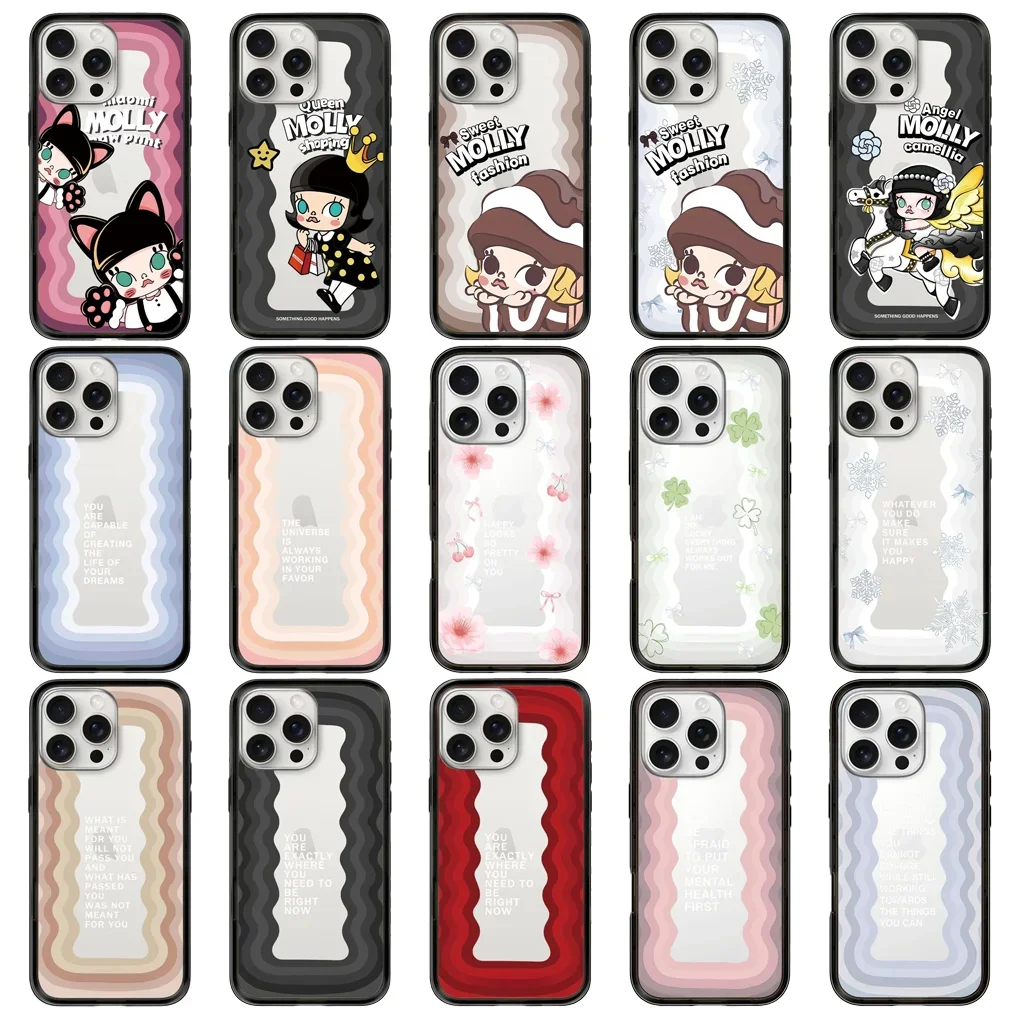 

Wave Black Border Letters New Design Protective IPhone Case Cover for 16 15 Pro Max Case