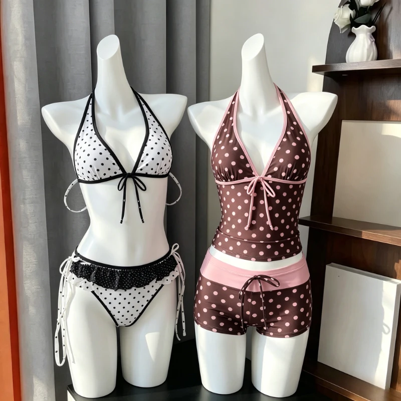 Y2K Süßer High-Waist Split Bikini Set für Damen – Spitzenmuster, Trendige Bademode, Schlanke Passform, Schick, Strand, Sommer, Party, Modisch, Weich, Neu 2026