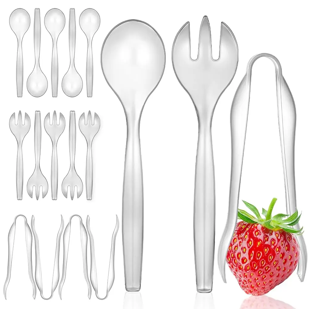

18 Count Disposable Serving Utensils, Clear Plastic Serving Utensils Set For Catering Weddings, Holiday Parties, And More,