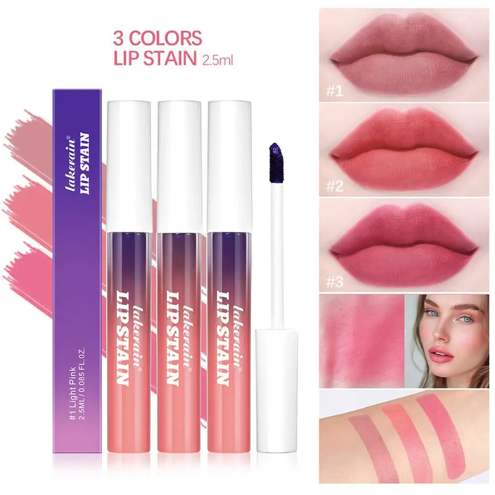 3 สี Lip Stain Peel Off Outline Contour Tattoo Lip Liner Matte Nude สีชมพูกันน้ําฉีกขาด Natural Lip Tint แต่งหน้า