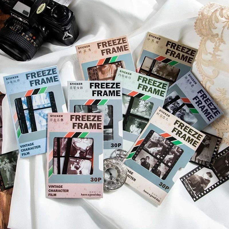 

30 шт. рамка-пленка, персонажи для скрапбукинга, пленочный материал, наклейки для коллажа, ретро наклейки для домашних животных, декоративные принадлежности для справочников 149*85 мм