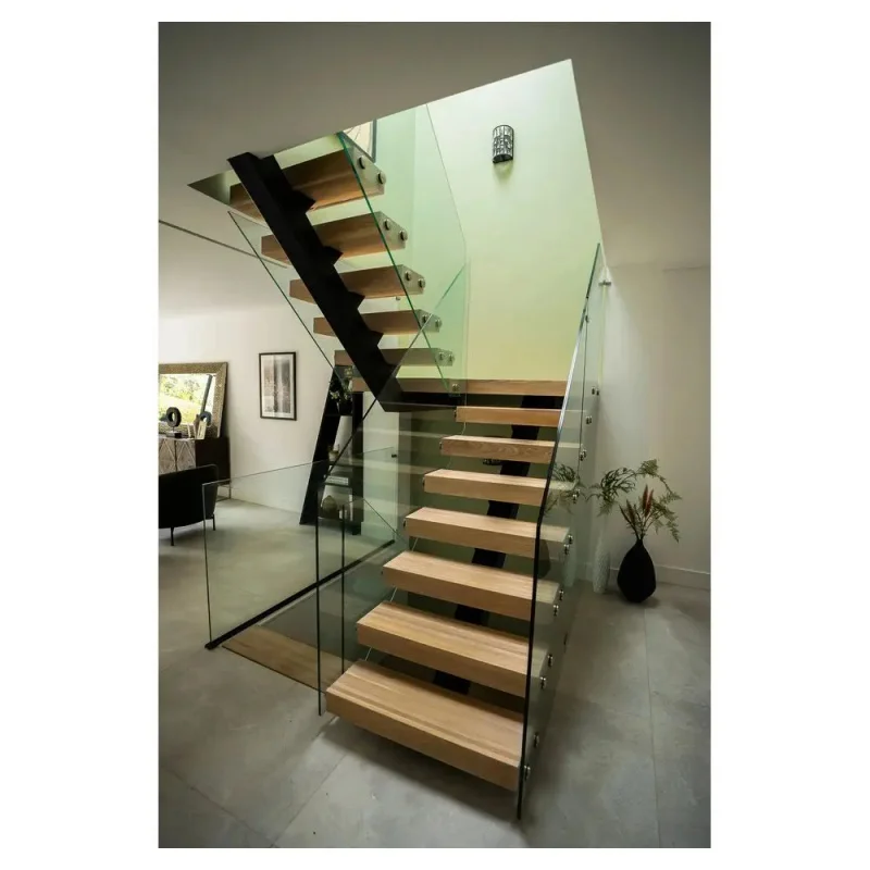 custom.Customized Modern Indoor/Outdoor Wood Glass Prima Railing Straight Stairs Light Ladder Apartment Living Room Popular