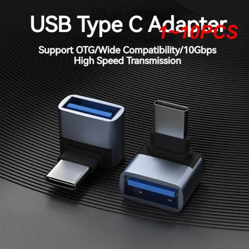 محول OTG من النوع C لجهاز ماك بوك ، كوع 90 درجة ، شحن سريع ، محول شاحن ، بيانات USB إلى USBC ، 10 جيجابايت في الثانية ، من 1 إلى 10