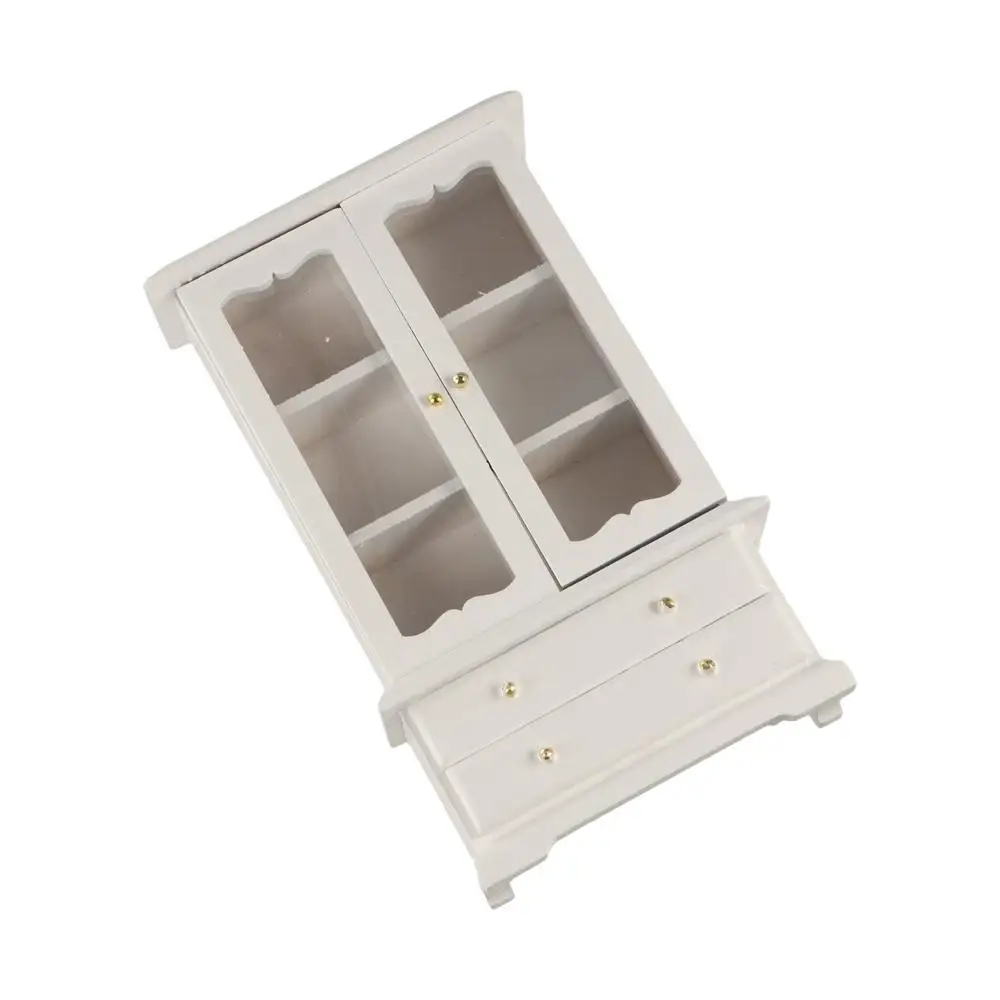 

Montessori 1:12 Miniature Furniture Model DIY Wooden Pretend Play Display Cabinet Bedroom House Accessories