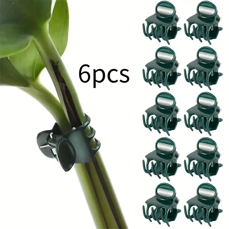 Durable Plastic Plant Support Clips - Orchid Stem & Vine Sustainers - Ideal for Garden Vegetables & Flowers, 6pcs Bundle