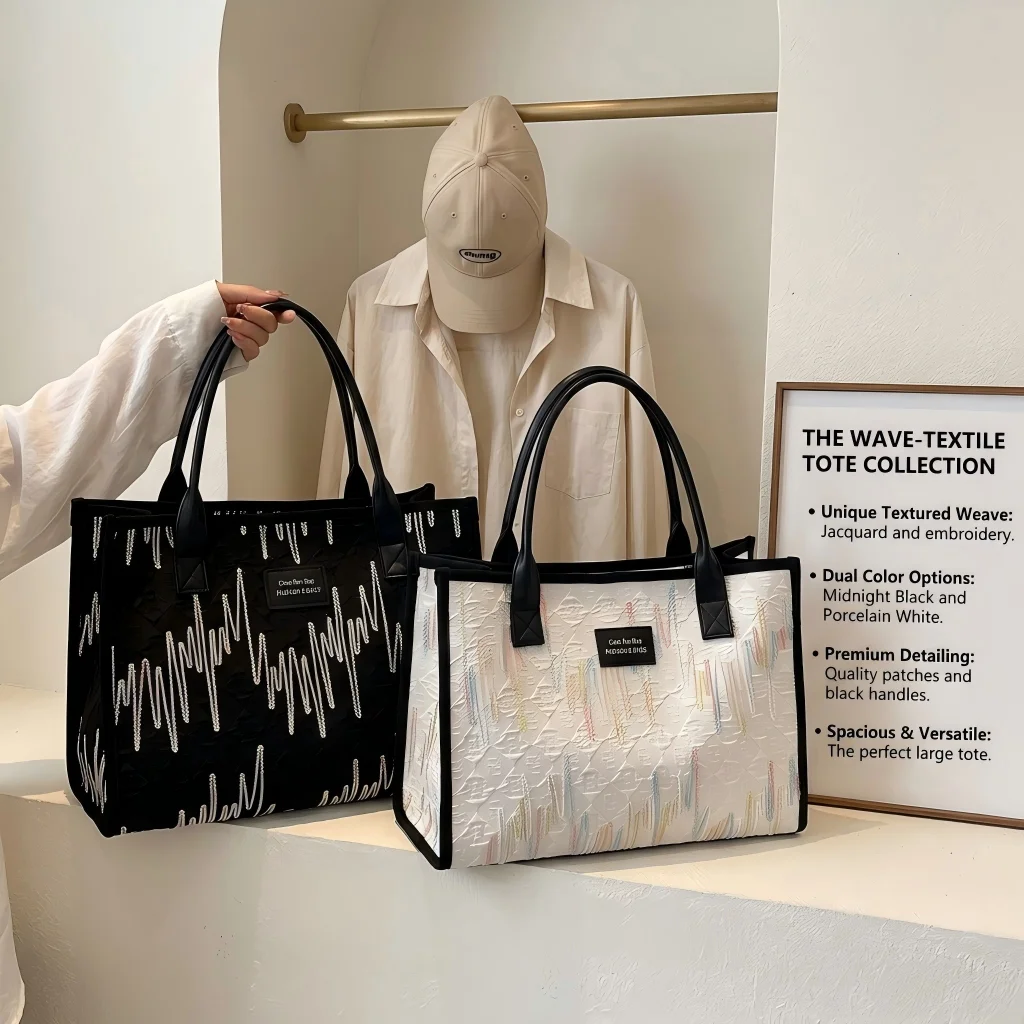 

Women Ethnic Style Canvas Shoulder Bag Large Capacity Versatile Tote Bag Fashion Portable Commuter Bag For Daily Use