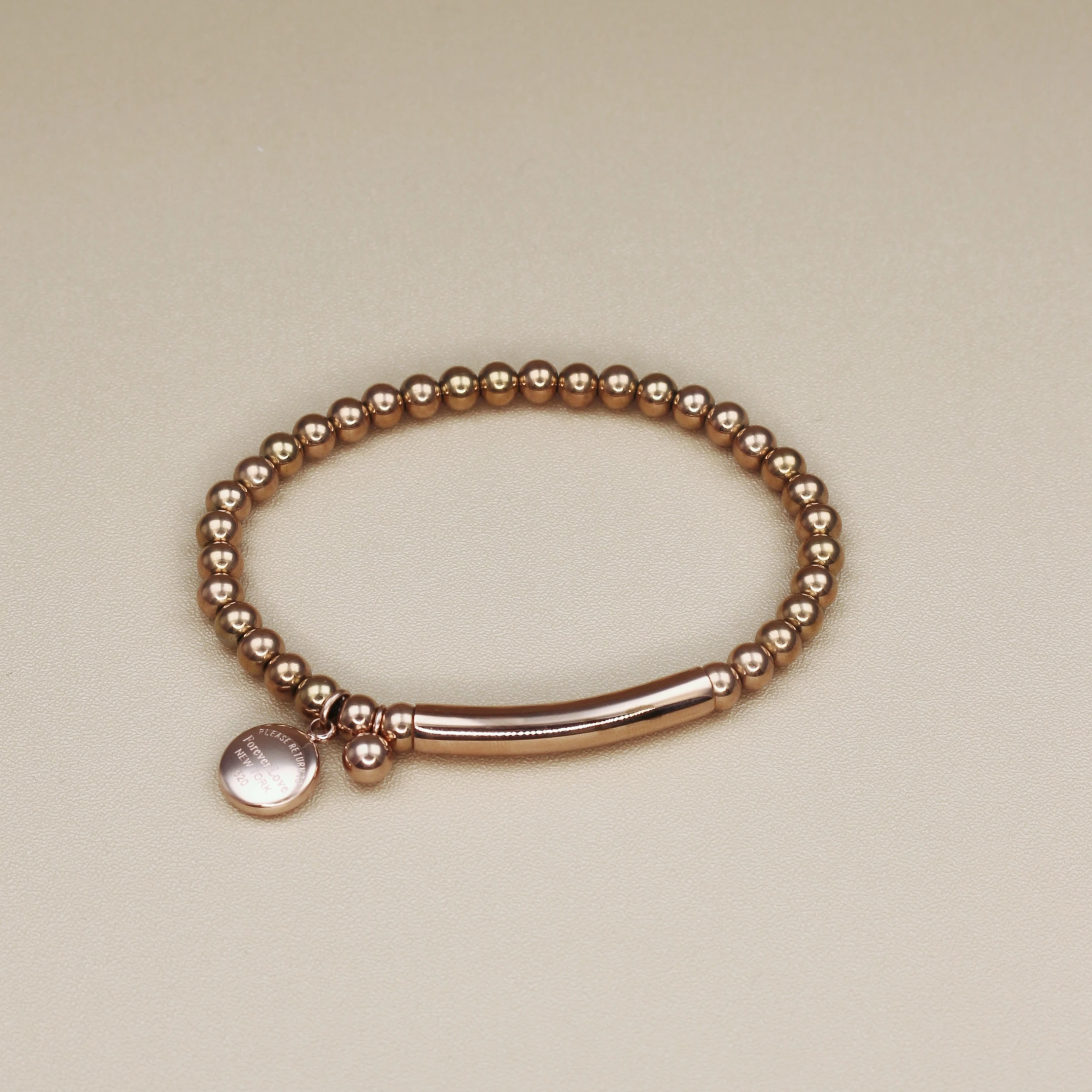 Bead Bracelet Hang Carve Forever Love Round Bean Woman Bracelet Stainless Steel Top Quality Fashion Brand Jewelry Drop Shipping