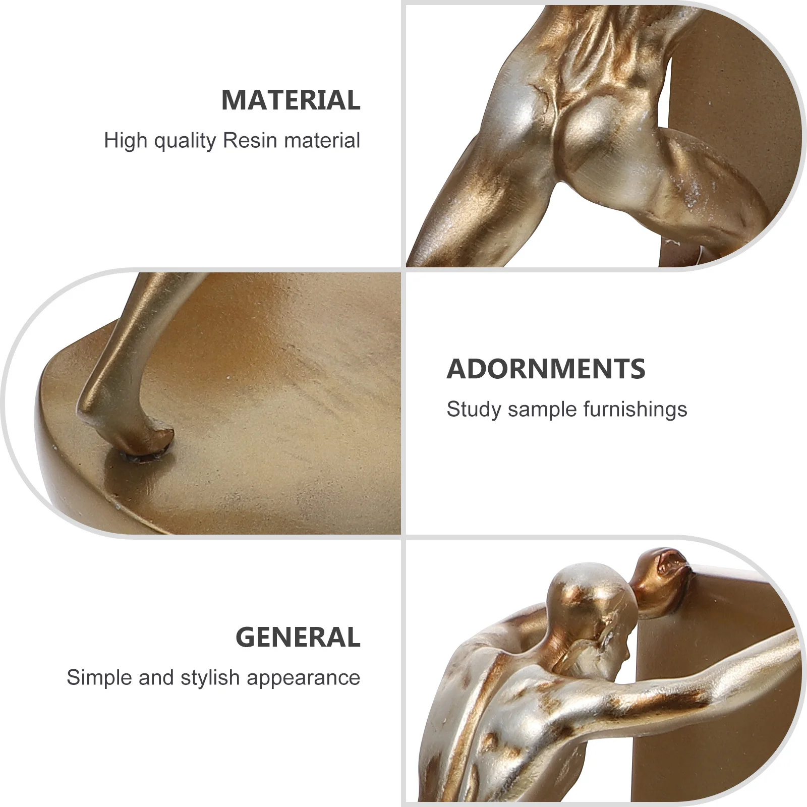 

2pcs Resin Bookends Golden Modern Book End For Home Office Decor Study Shelf Organizer Housewarming Gift Desktop Adornment