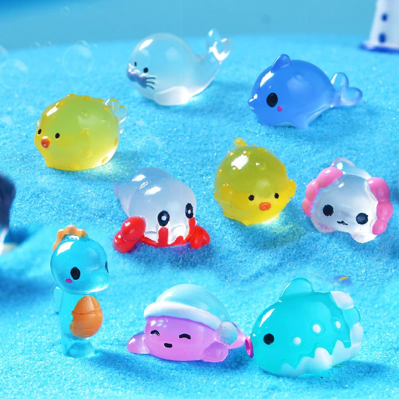 1PC Mini Luminous Whale Home Decor Landscaping Resin Crafts Glowing Crab Garden Fish Tank Miniatures Ornaments Decoration