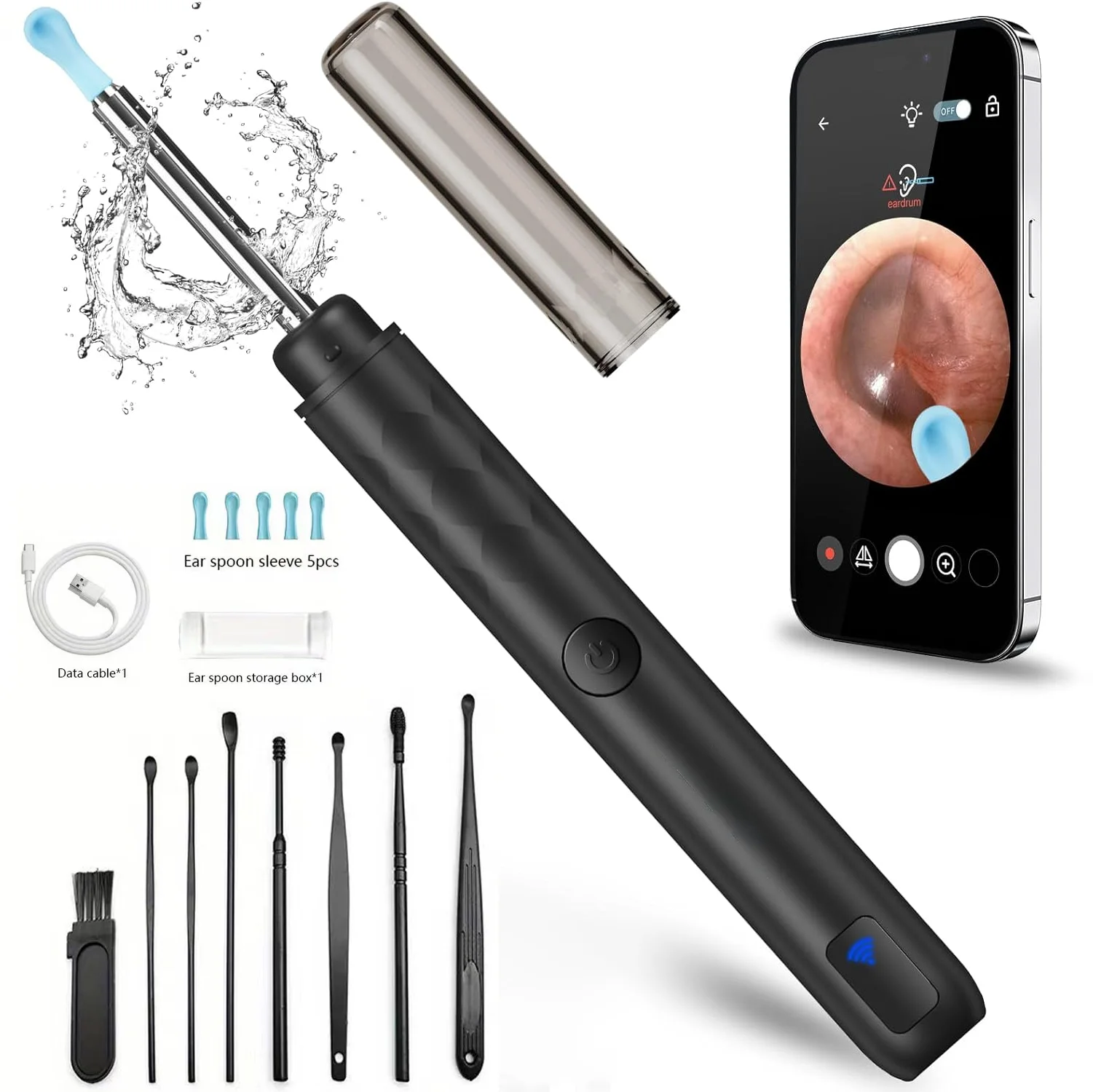 

Earwax Removal Kit for IOS Phones Violet Ear Canal Cleaner with 1296P Camera 5 Ear Spoons Earwax Removal Kit Earwax Removal Tool