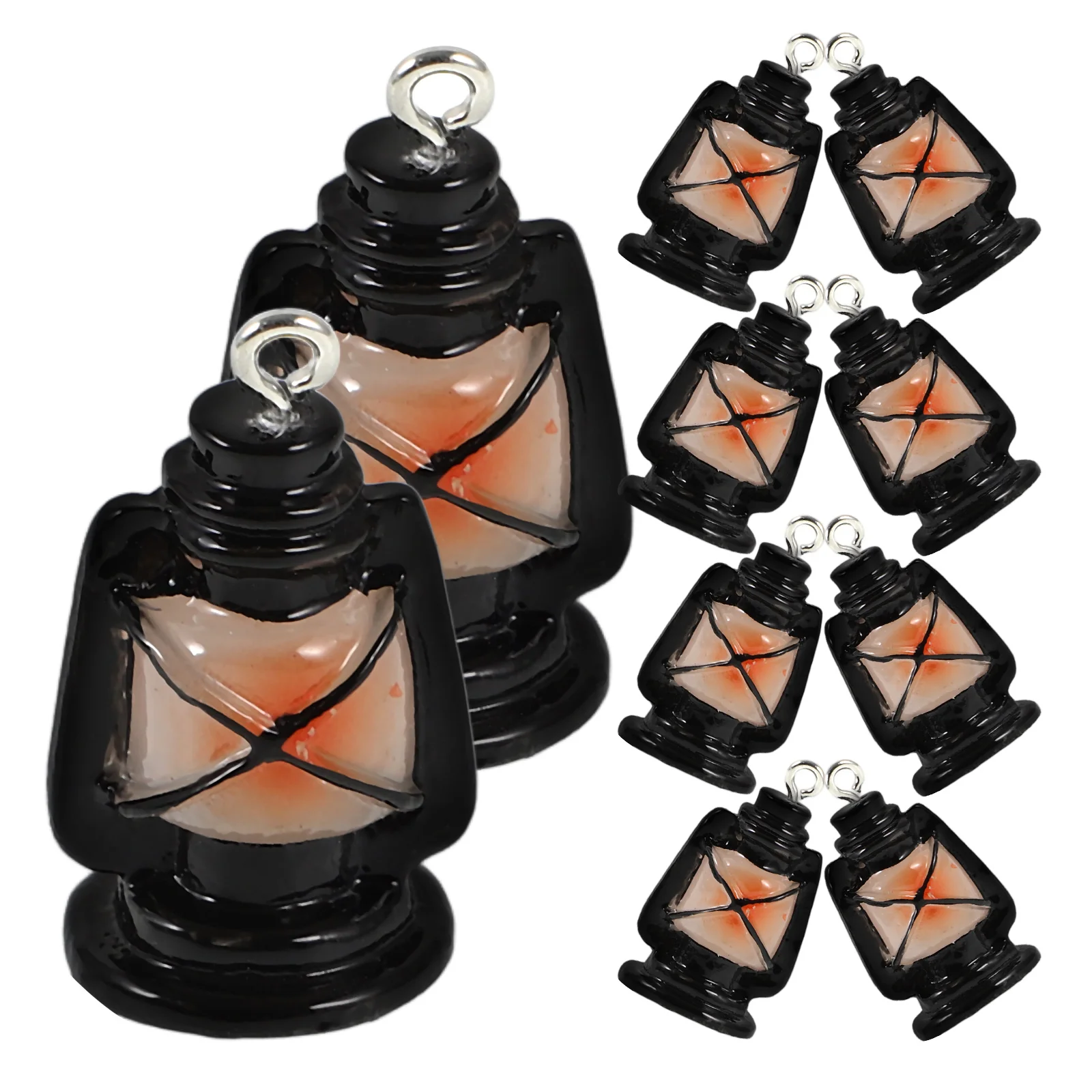 

10Pcs Mini Necklace Earring Making Charms Lamp Hanging Decor Vintage Resin Keychain Pendant DIY Jewelry Accessories Black