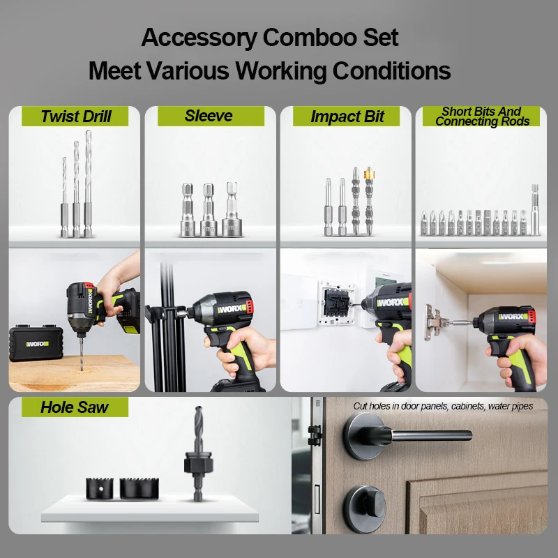 WORX Power Tool Accessory Kit Electric Drill Accessory Screwdriver Accessory Hexagonal Shank Accessory Kit WA1620 WA1626