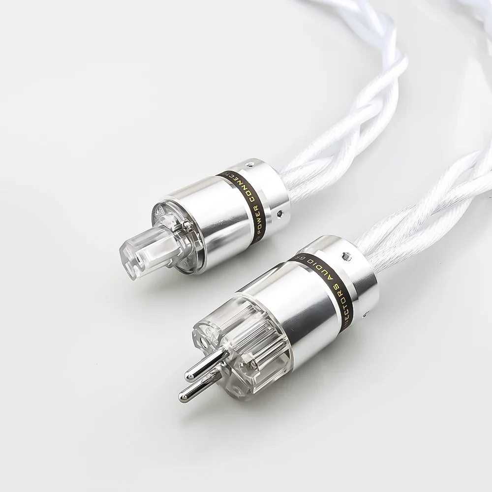 US / EU AC Audiophile Power Cable for Amplifier DAC Filter HIFI Silver Power Cable A58 OCC Silver Plated Audiophile