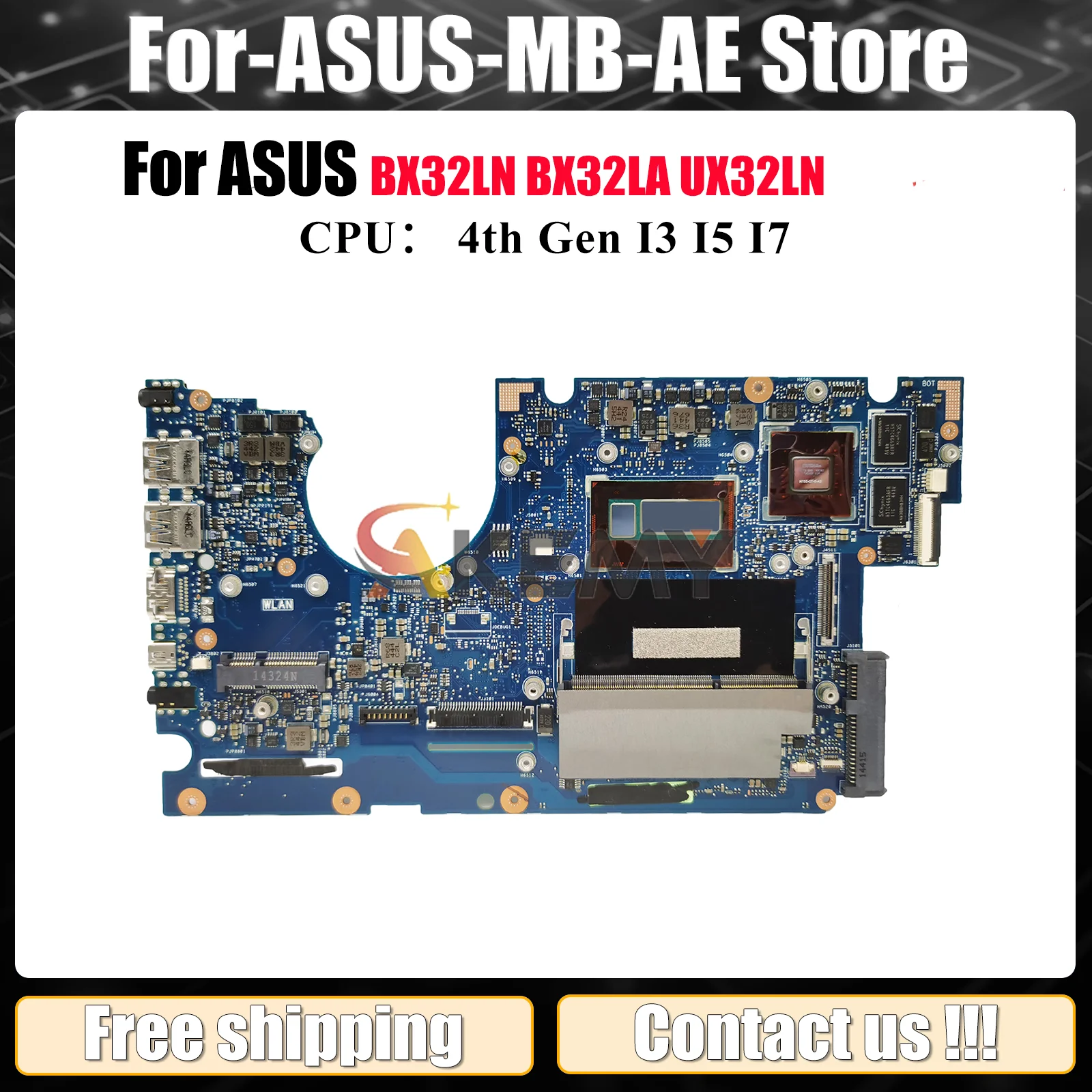 

UX32LN Материнская плата для ноутбука ASUS ZenBook UX32LN UX32L BX32LN BX32LA Материнская плата для ноутбука с процессором I3 I5 I7 100% tests OK быстрая доставка