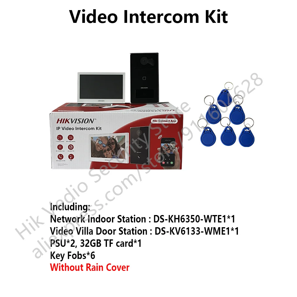 HIKVISION DS-KIS608-P IP 비디오 인터콤 키트 다국어 POE에는 DS-KV6133-WME1 및 DS-KH6350-WTE1이 포함됩니다. 흰색 Hik-Connect 제어