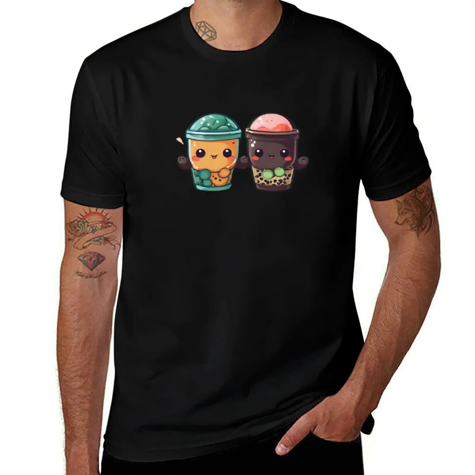 Bes Teas Boba T-Shirt Casual Basic Short Sleeve T-Shirt