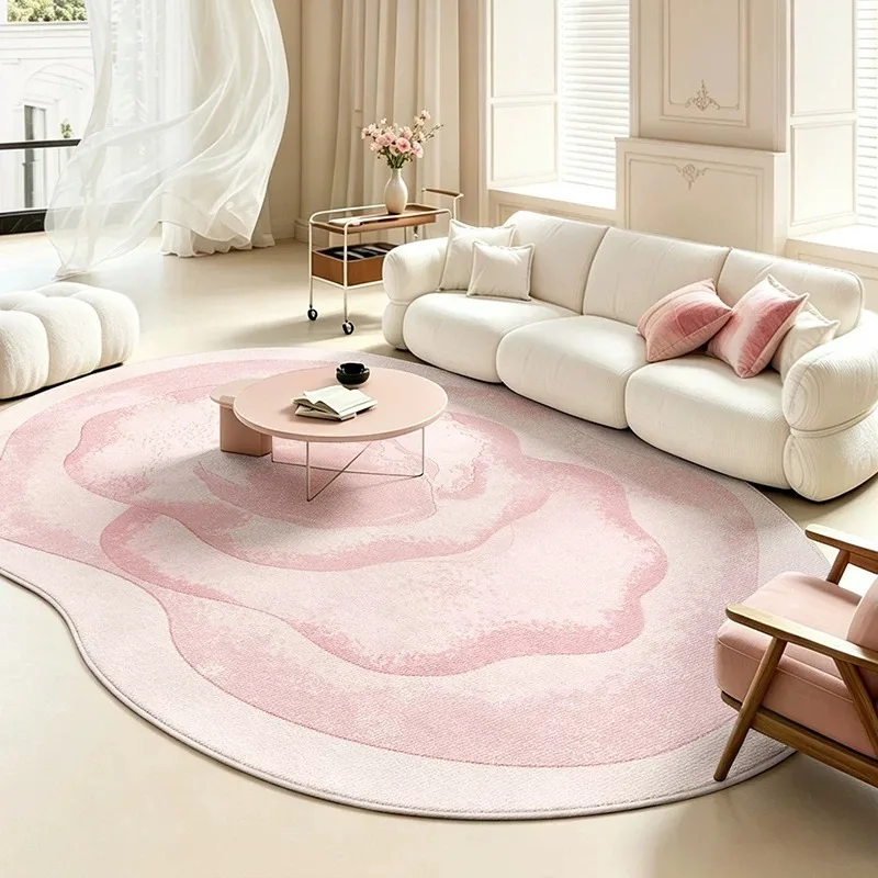 Large Living Room Carpet Stain-resistant Wear-resistant Floor Mat Pink Geometric Pattern irregular Rug Home Decorative Carpets