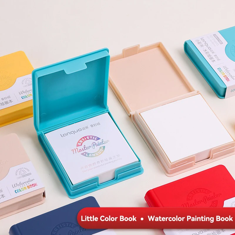 Languo 230g Wood Pulp Watercolor Paper 50Sheets Medium Coarse Grain 8cm Watercolor Paper Box Travel Sketch Student Art Supplies