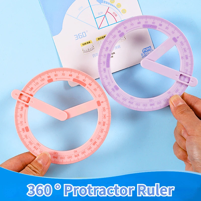 Multifunctional 360-degree Activity Angle Protractor Maths Measuring Drawing Tool School Office Right Angle Painting Stationery