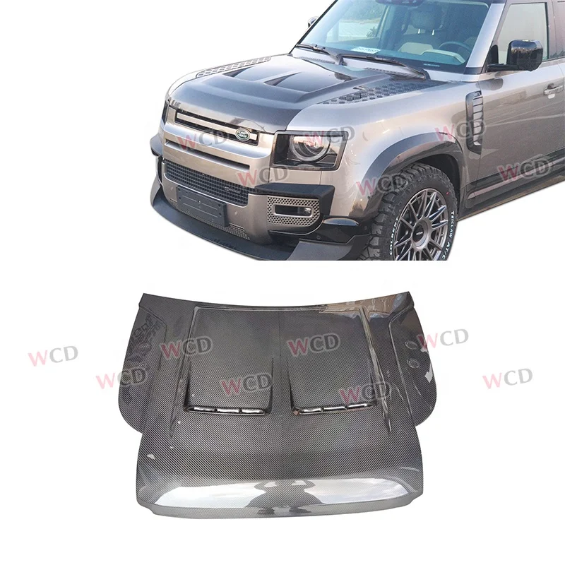 

High Quality Car Hoods Real Carbon Fiber Engine Hood Bonnet For Land Rover Defender 90 110 2020+