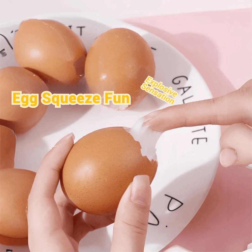 Silicone Simulated Egg Pinch Toy Breakable Eggshell Soft Texture Egg Squeeze Fidget Toy Anti-Stress ASMR Sensory Stress Toy