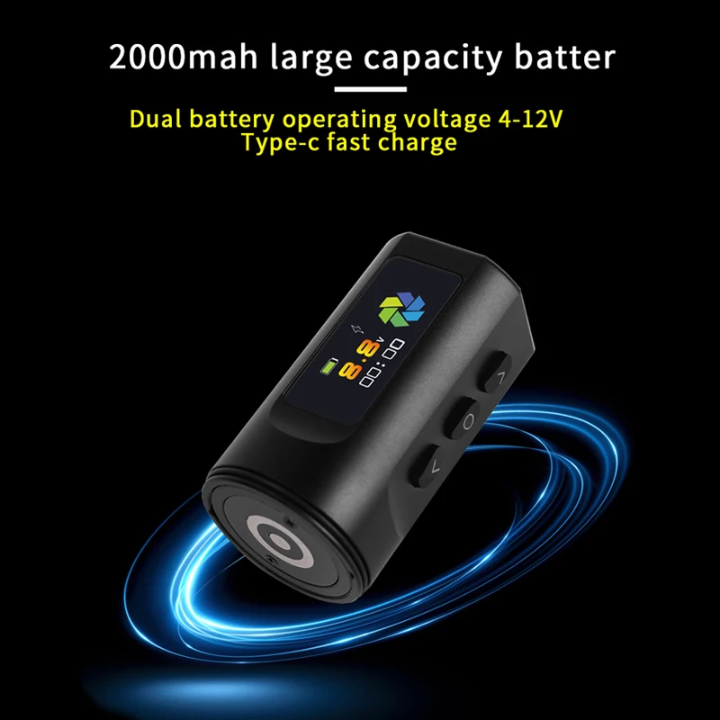 2000mAh Battery Wireless Tattoo Pen Adjustable Stroke Portable Rotary Tattoo Machine for Body Art Supplies