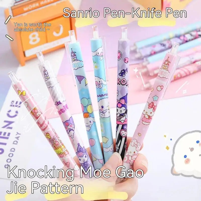 

Sanrio Limited Edition 12-24pcs0.5mm Press Gel Pen Ins Gao Yan Value Press Pen Knife Paper Knife Art Knife School Stationery