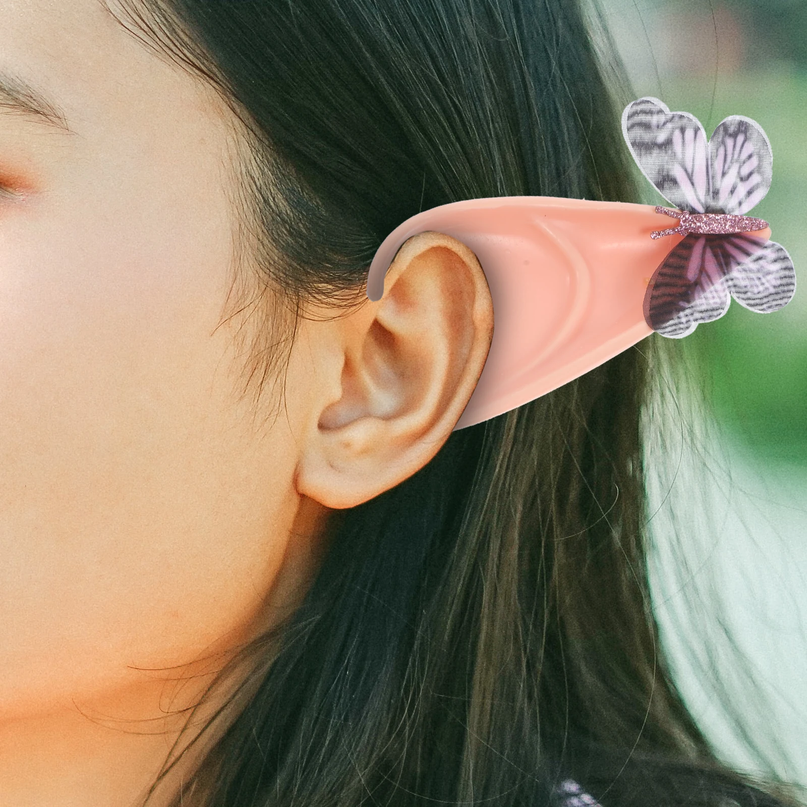 

Pink Butterfly 12cm Elf Ears Stage Performance Photography Props Fairy Cosplay Decorative Safe Materials Long Life Halloween