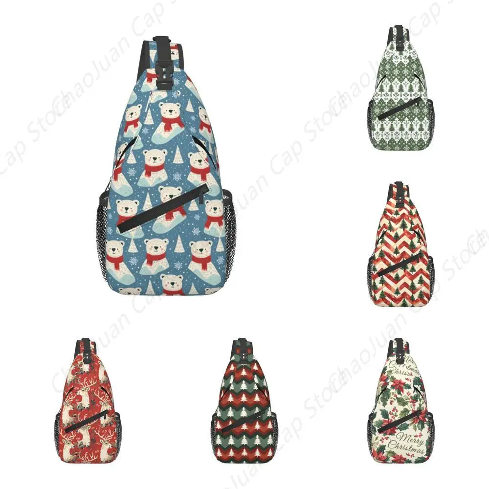 

Сумка через плечо с рождественскими цветами в стиле ретро для женщин и мужчин, рождественская нагрудная сумка, сумка через плечо с Рождеством