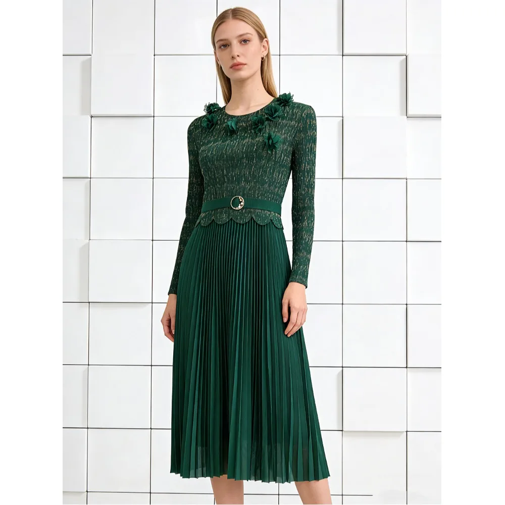 

Southeast Asia Cross-Border Metal Stamping 3D Flower Decoration Pleated Loose Long Skirt Women's Ethnic Fashion Skirts