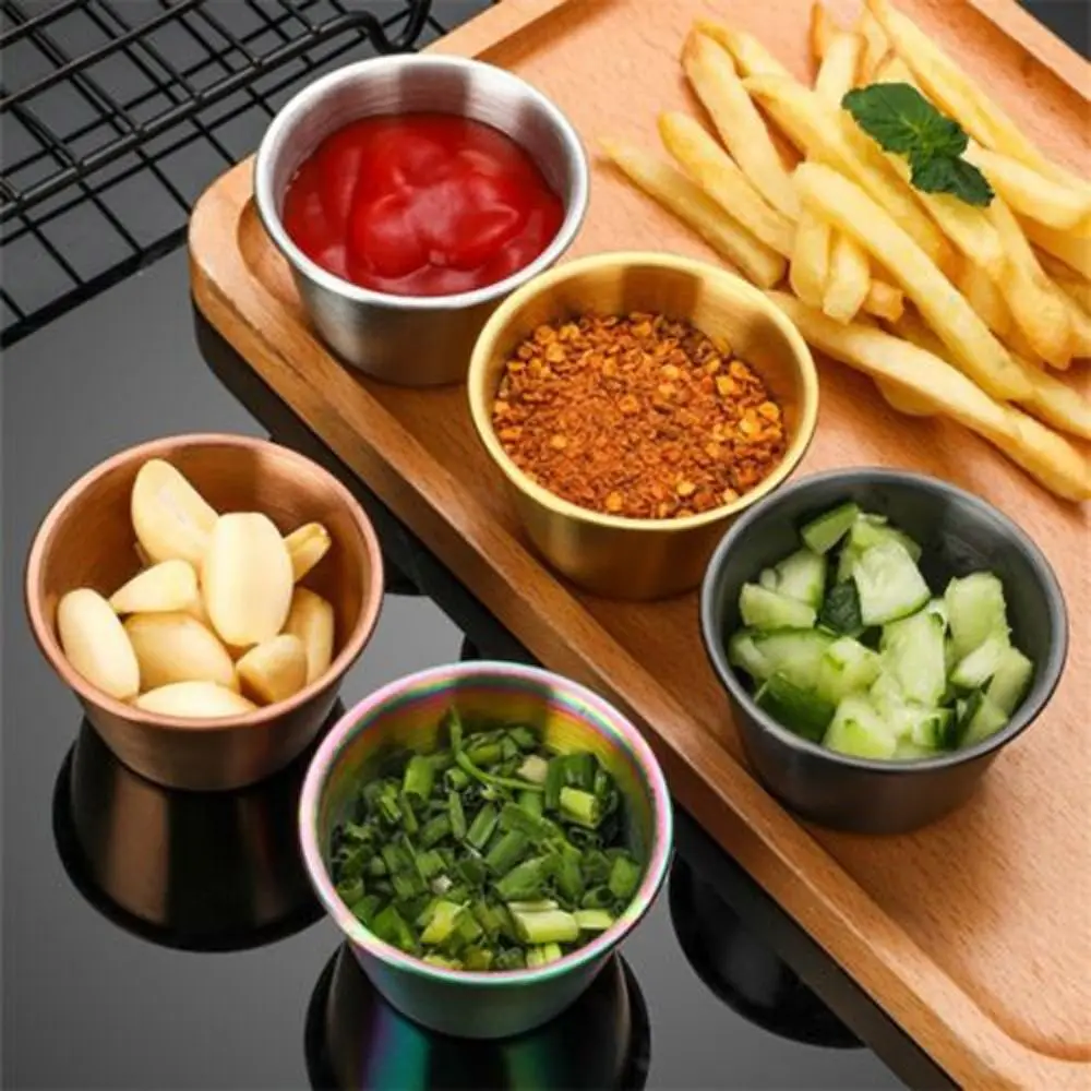 Multifunctional Stainless Steel Seasoning Dishes Condiment/Sauce Mustard/Salad/Tomato Sauce Sauce Dish Dipping Bowl