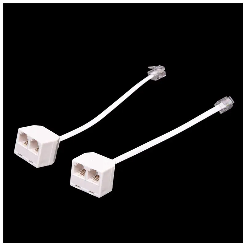 ABRI-8Pcs 6P4C RJ11 Dual Female To Male Telephone Cable Splitter Adapter