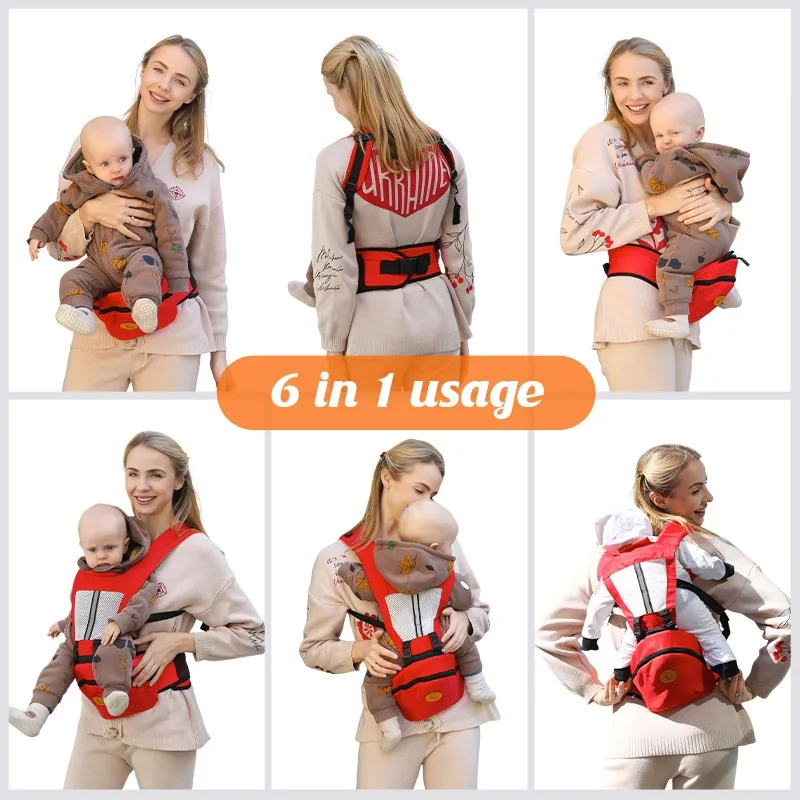 Baby Carrier Multifunctional Sling Backpack Breathable Nursing Bag Waist Seat for Newborn with Lumbar Support & Cool Air Mesh