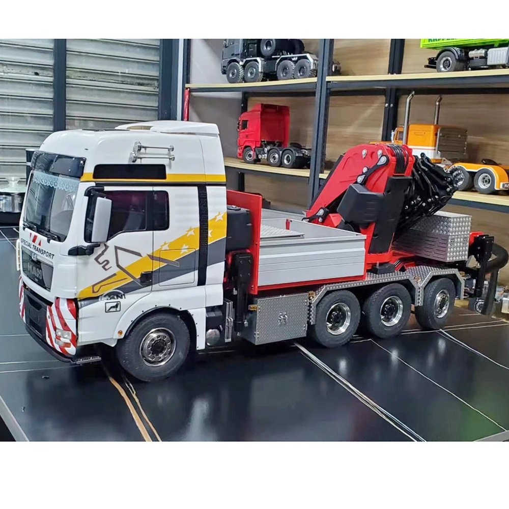 8x8 RC Crane Hydraulic Truck 1/14 F1650 Crane Metal Model Trailer with Rear Axle Lift Steering PL 18 RC Car Model Toy